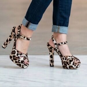 Dolce & Gabbana Haraco Leopard Print Slingback Platform Sandals - Brown/Black